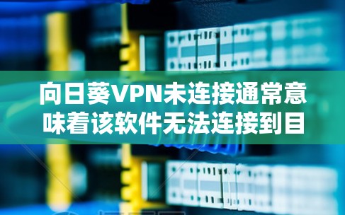 向日葵VPN未连接通常意味着该软件无法连接到目标IP地址或端口。以下是一些可能是导致这种情况的原因和解决方法 向日葵VPN未连接通常意味着该软件无法连接到目标IP地址或端口。以下是一些可能是导致这种情况的原因和解决方法